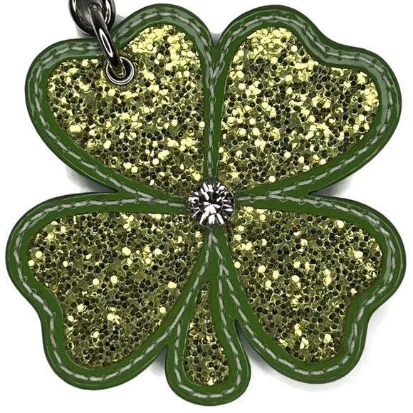 Coach Clover St Saint Patrick’s Day Four Leaf Clover Keychain Fob Green Vintage - Picture 2 of 7